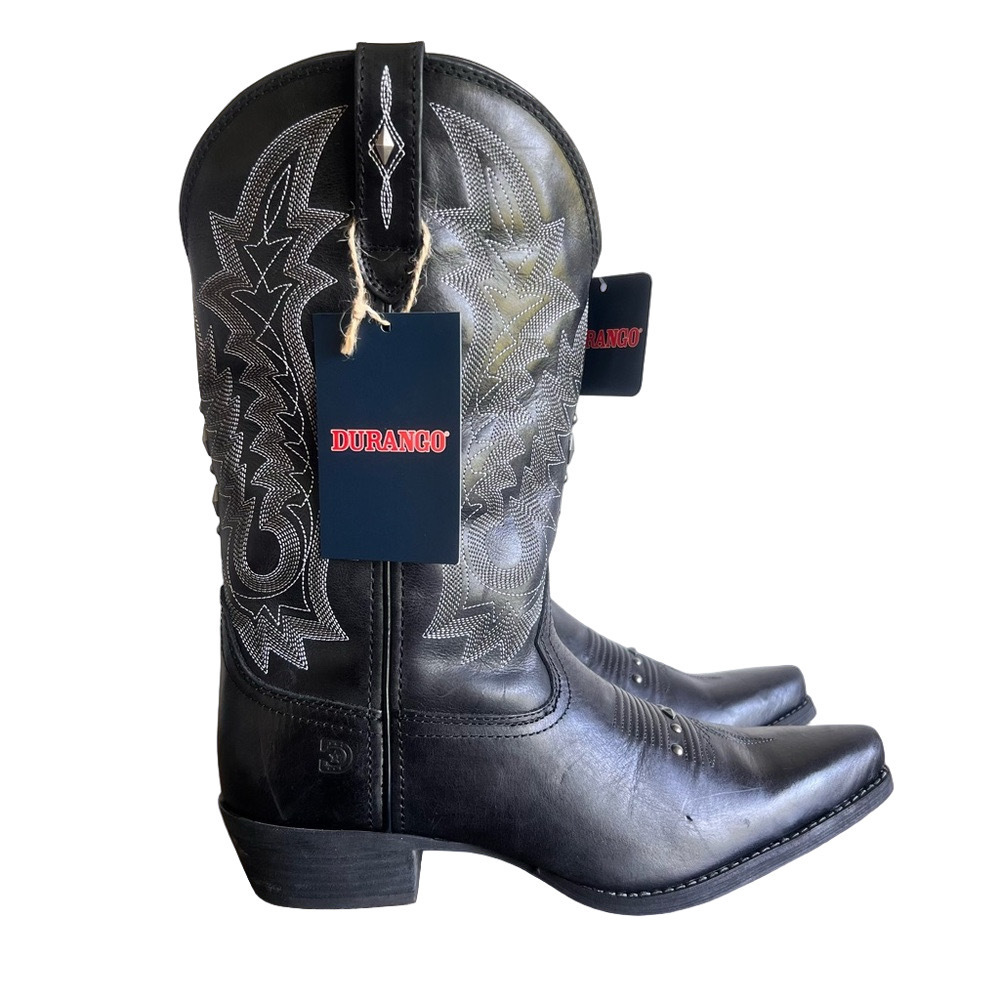 DURANGO NEW Women's Black Crush Antique Studded Western Boot Size 9 #243307